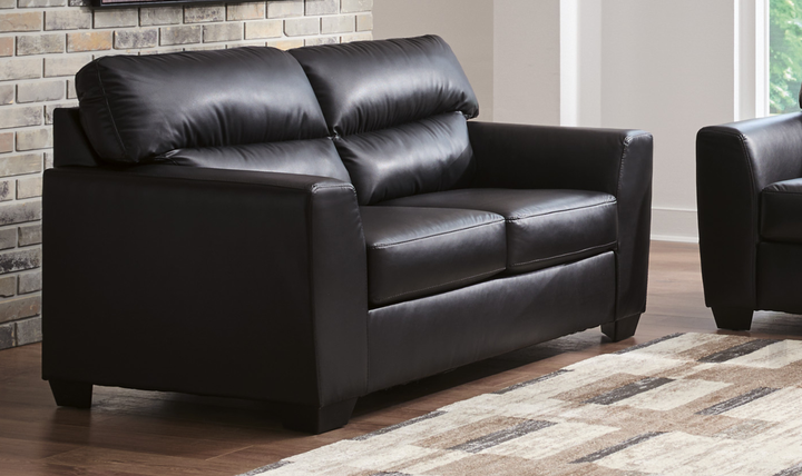 Modern Heritage Glennbre Faux Leather Loveseat-Jennifer Furniture