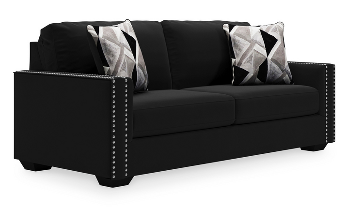 Modern Heritage Gleston 2-Seater Onyx Fabric Sofa in Nailhead Finish
