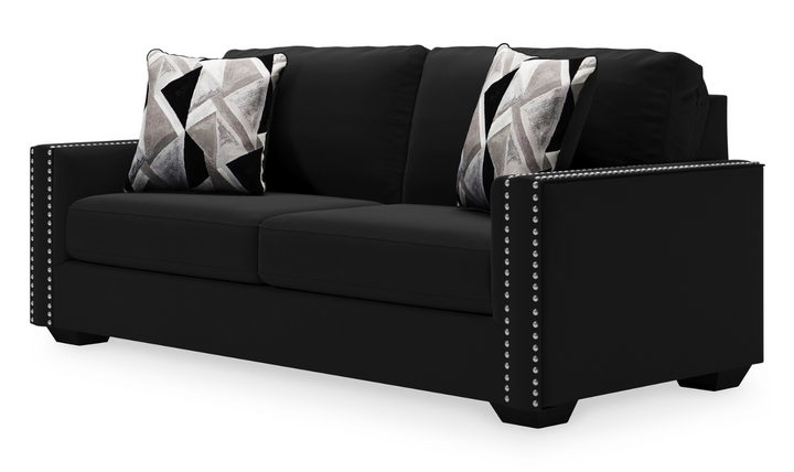 Modern Heritage Gleston 2-Seater Onyx Fabric Sofa in Nailhead Finish