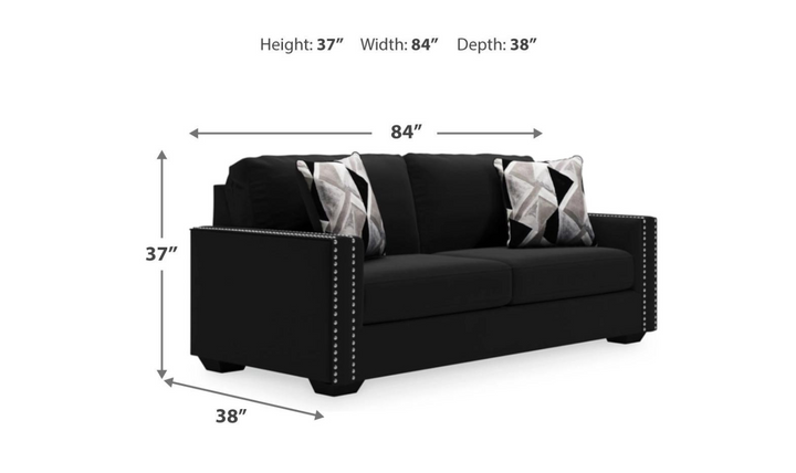 Modern Heritage Gleston 2-Seater Onyx Fabric Sofa in Nailhead Finish