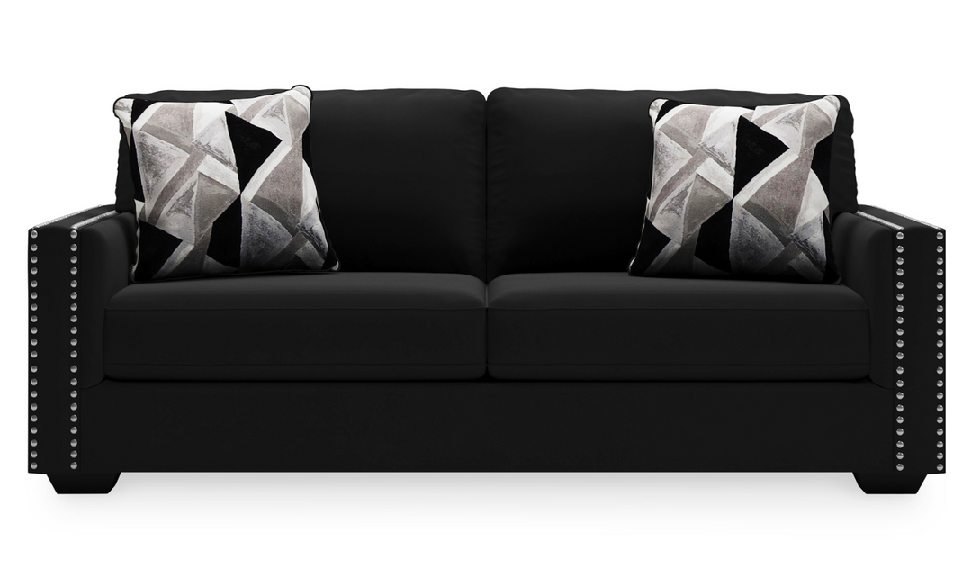 Modern Heritage Gleston 2-Seater Onyx Fabric Sofa in Nailhead Finish