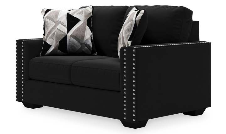 Modern Heritage Gleston Onyx Fabric Loveseat with Nailhead Finish