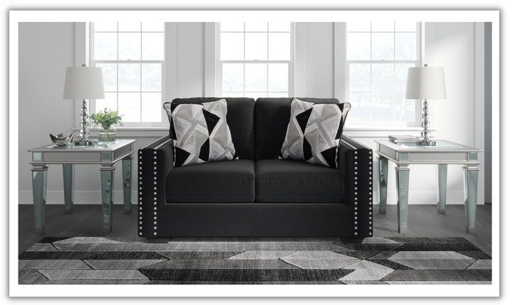 Modern Heritage Gleston Onyx Fabric Loveseat with Nailhead Finish