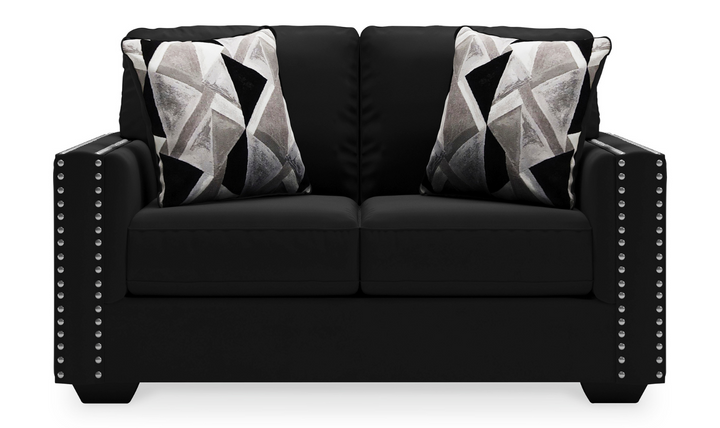 Modern Heritage Gleston Onyx Fabric Loveseat with Nailhead Finish