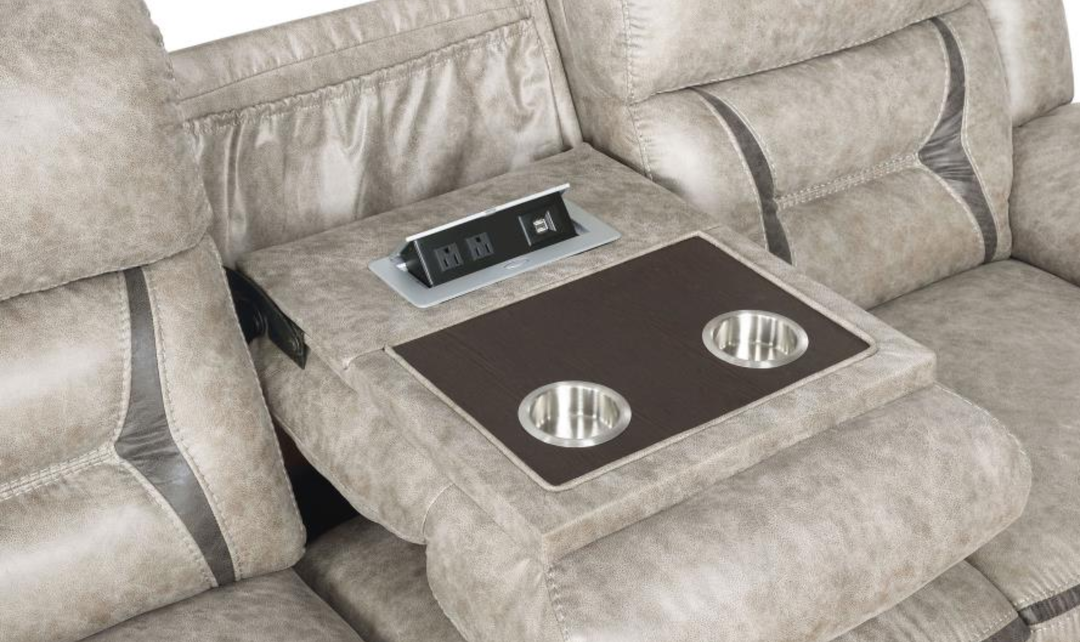 Coaster Greer Leather Motion Reclining Sofa With USB Port