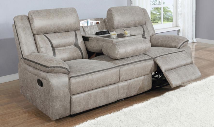 Coaster Greer Leather Motion Reclining Sofa With USB Port