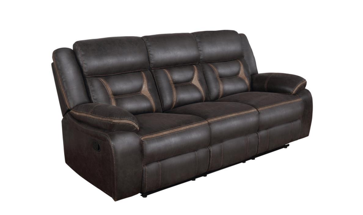 Coaster Greer Leather Motion Reclining Sofa With USB Port