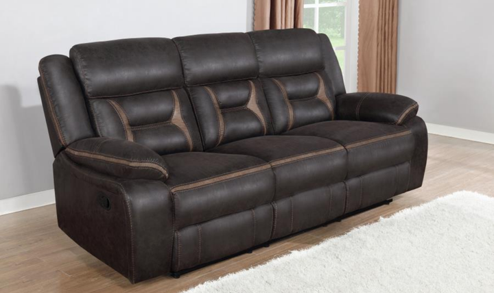 Coaster Greer Leather Motion Reclining Sofa With USB Port