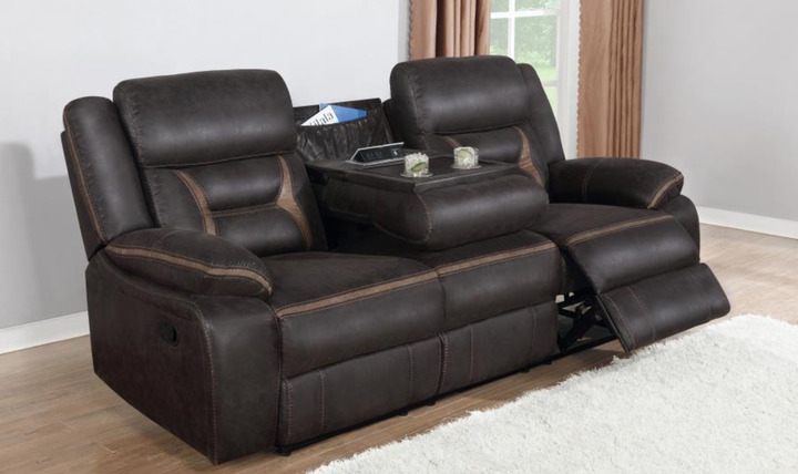 Coaster Greer Leather Motion Reclining Sofa With USB Port