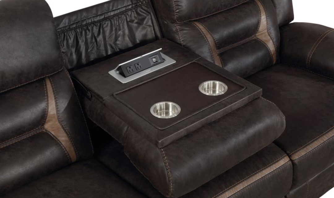 Coaster Greer Leather Motion Reclining Sofa With USB Port