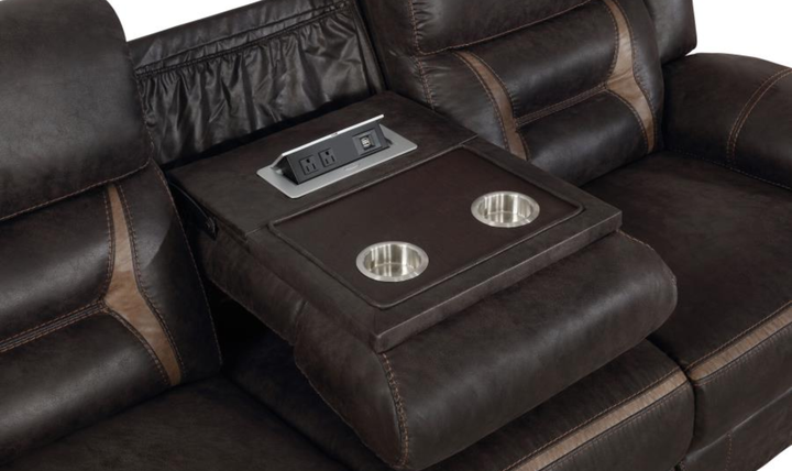 Coaster Greer Leather Motion Reclining Sofa With USB Port