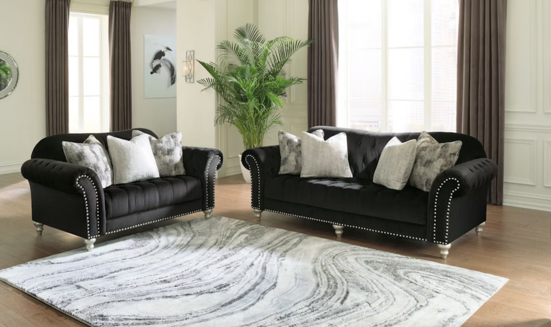 Modern Heritage Hariotte 2 Pieces Fabric Living Room Set in Black