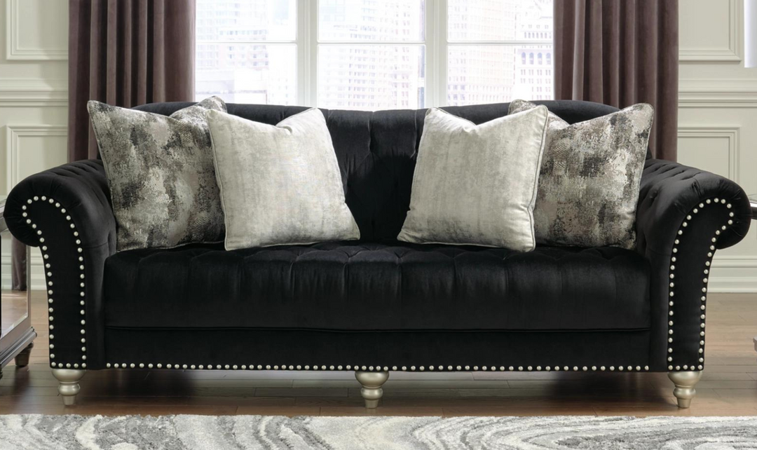 Modern Heritage Hariotte 2 Pieces Fabric Living Room Set in Black