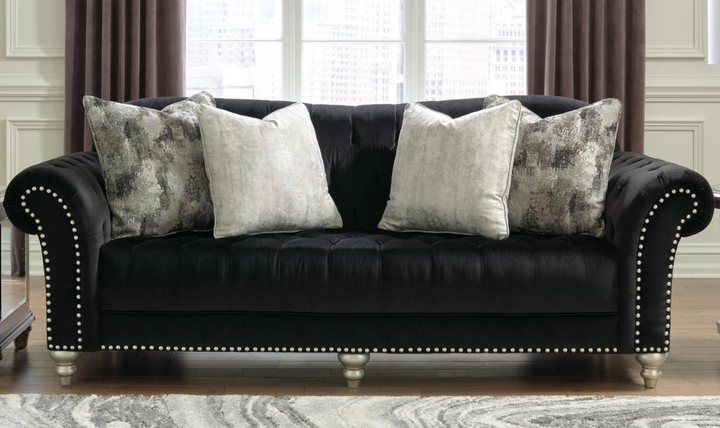 Modern Heritage Hariotte 2 Pieces Fabric Living Room Set in Black