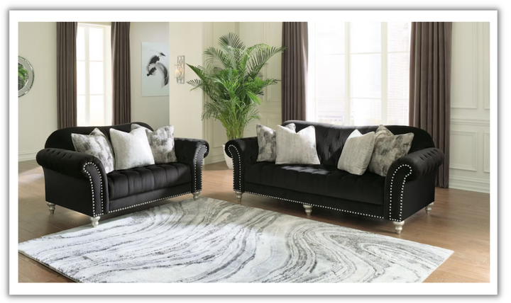 Modern Heritage Hariotte 2 Pieces Fabric Living Room Set in Black