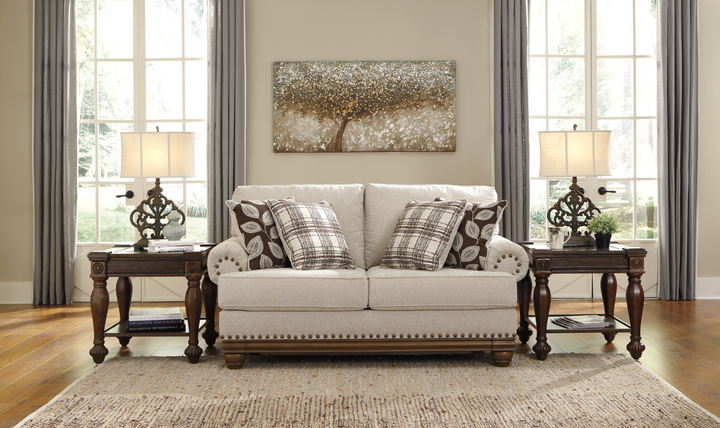 Modern Heritage Harleson Wheat Fabric Loveseat with Rolled Arms