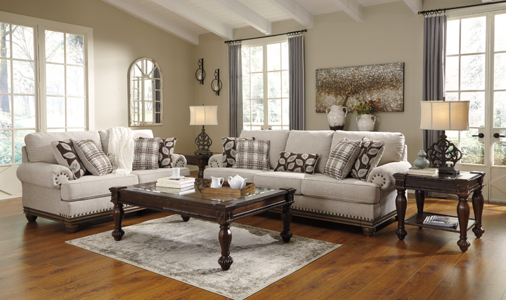 Modern Heritage Harleson Wheat Fabric Loveseat with Rolled Arms