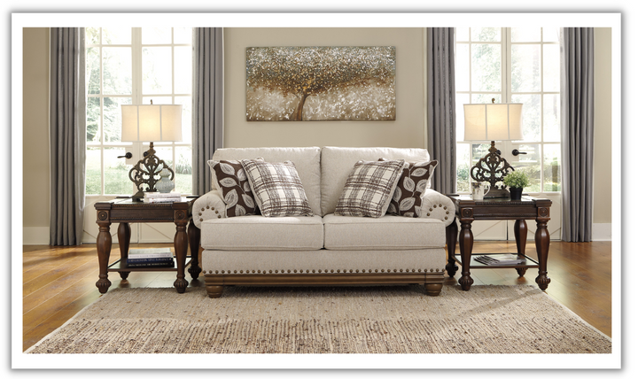 Modern Heritage Harleson Wheat Fabric Loveseat with Rolled Arms