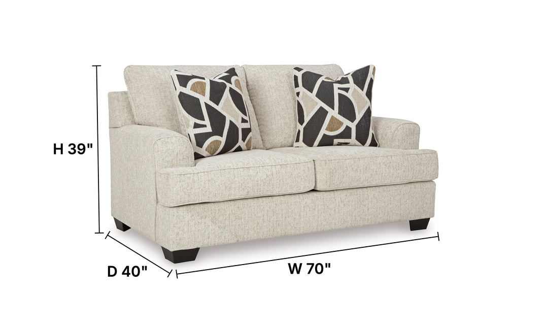 Modern Heritage Heartcort 2-Seater Fabric Loveseat with 2 Pillows-Jennifer Furniture