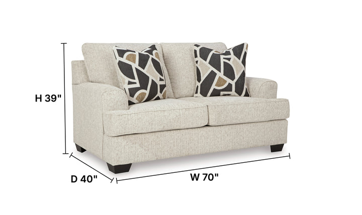 Modern Heritage Heartcort 2-Seater Fabric Loveseat with 2 Pillows-Jennifer Furniture