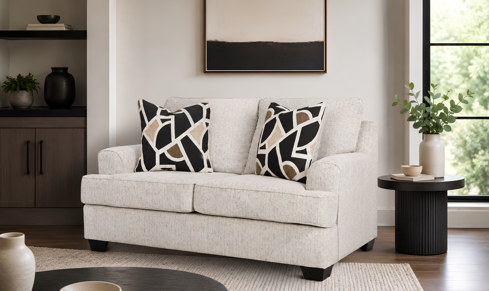 Modern Heritage Heartcort 2-Seater Fabric Loveseat with 2 Pillows-Jennifer Furniture