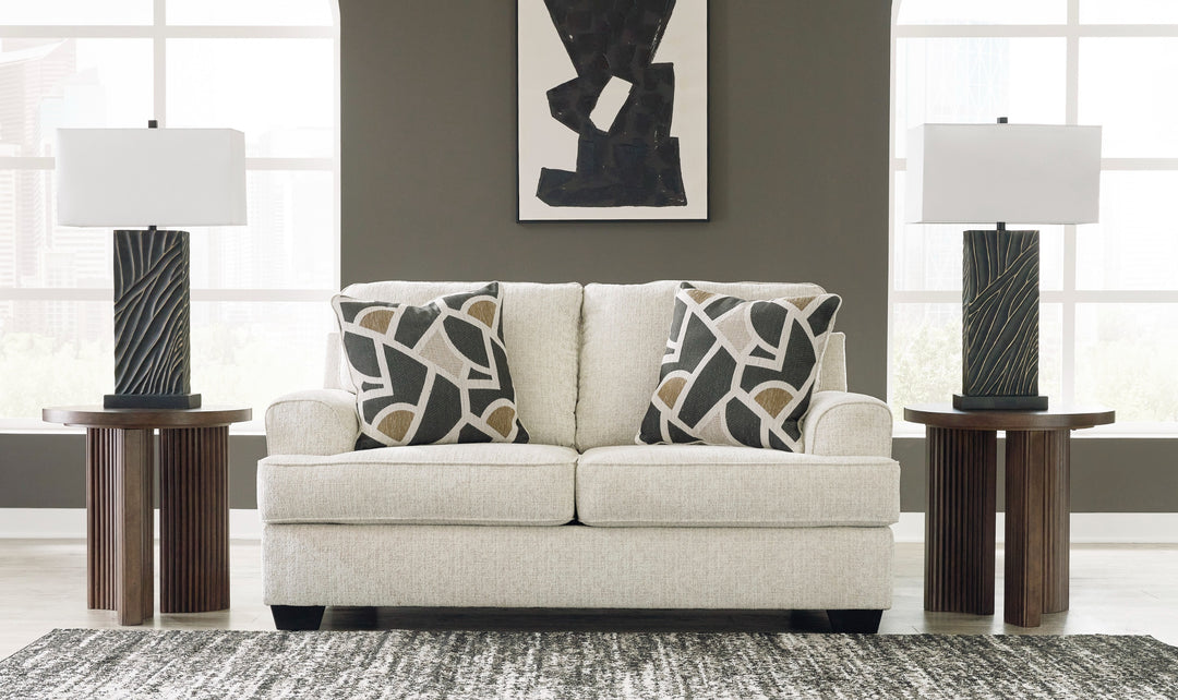 Modern Heritage Heartcort 2-Seater Fabric Loveseat with 2 Pillows-Jennifer Furniture