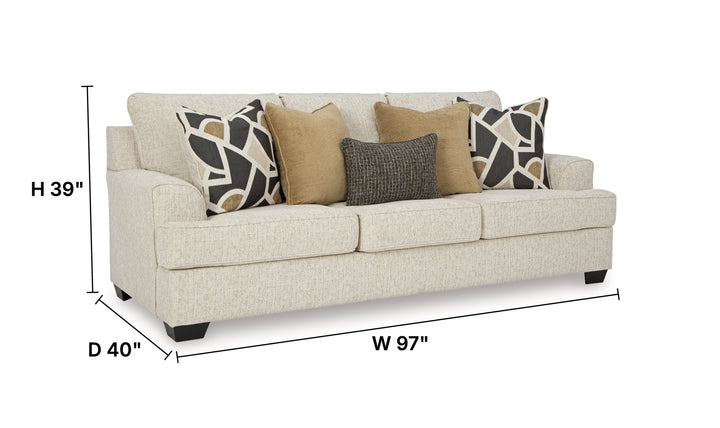 Modern Heritage Heartcort 3-Seater Fabric Sofa With 5 Pillows and Track Arms-Jennifer Furniture