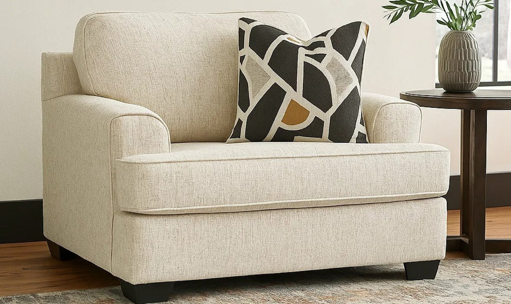 Modern Heritage Heartcort Fabric Beige Chair with Single Pillow-Jenifer Furniture