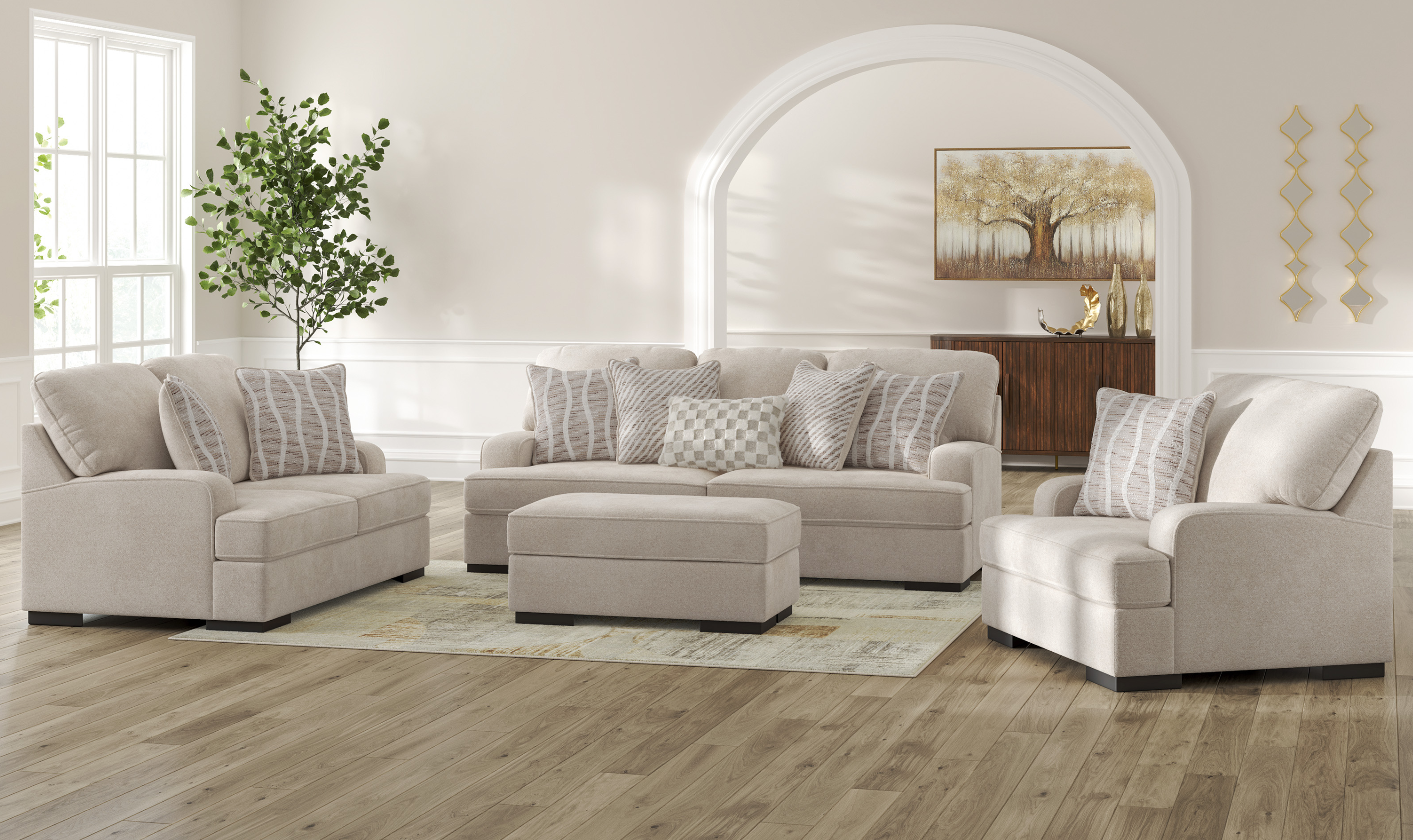 Modern Heritage High Profile Fabric Living Room Set