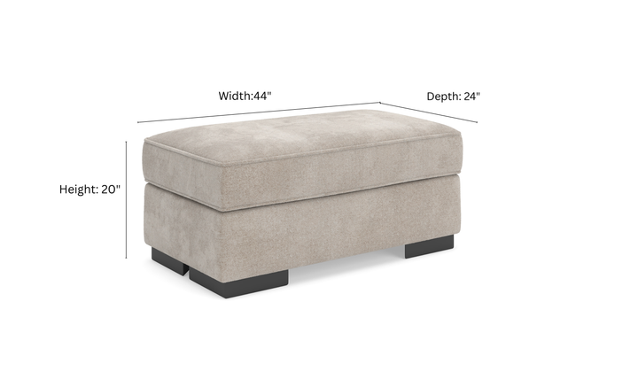Modern Heritage High Profile Fabric Ottoman in Rectangle