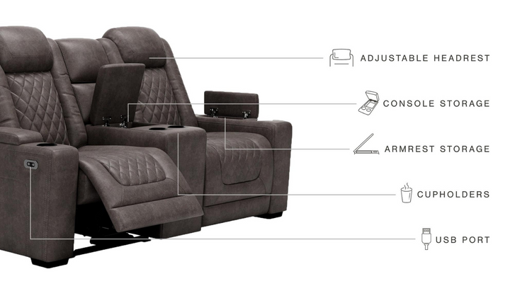 Modern Heritage HyllMont Gray Leather Power Reclining Loveseat with Console