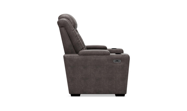 Modern Heritage HyllMont Leather Tufted Power Recliner Chair in Gray