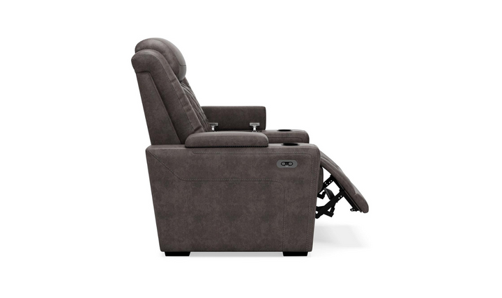 Modern Heritage HyllMont Leather Tufted Power Recliner Chair in Gray