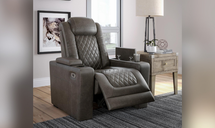 Modern Heritage HyllMont Leather Tufted Power Recliner Chair in Gray