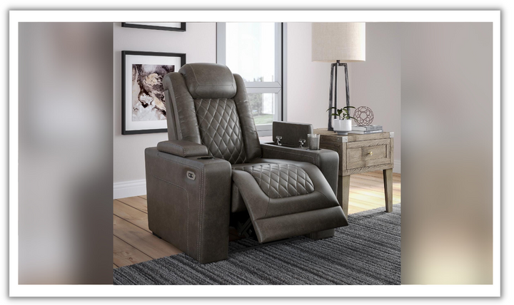 Modern Heritage HyllMont Leather Tufted Power Recliner Chair in Gray