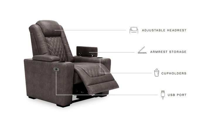 Modern Heritage HyllMont Leather Tufted Power Recliner Chair in Gray