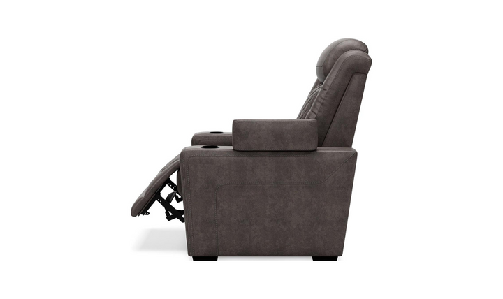 Modern Heritage HyllMont Leather Tufted Power Recliner Chair in Gray