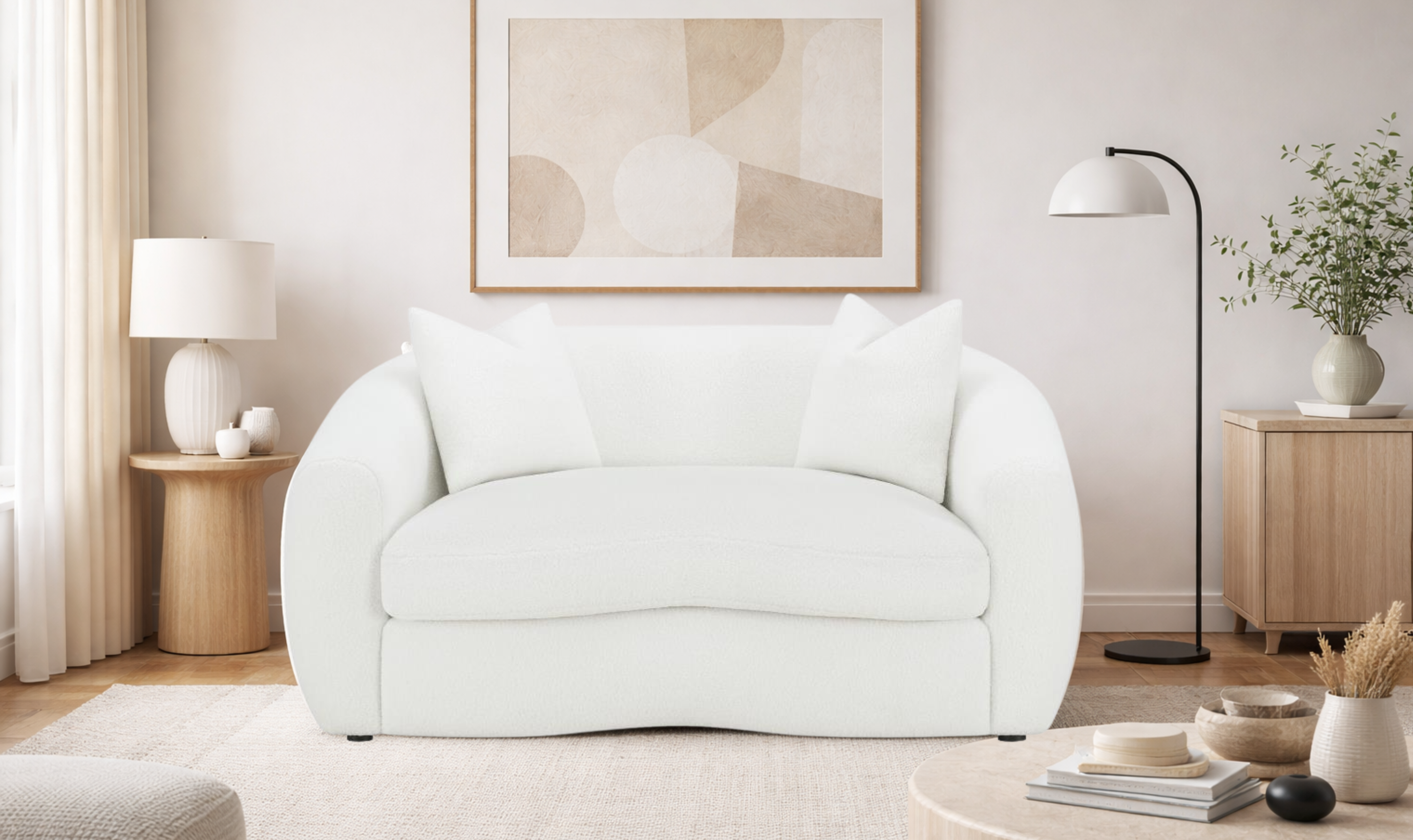 Modern Heritage Isabella Fabric Loveseat with Plush Bench Seat