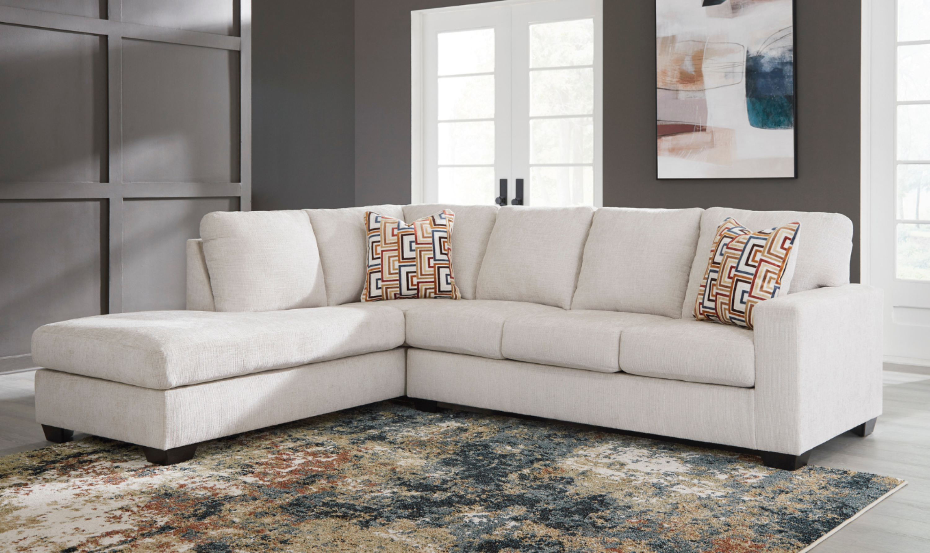 Modern Heritage Aviemore 2-Piece Fabric Sectional Sofa Chaise-Jennifer Furniture