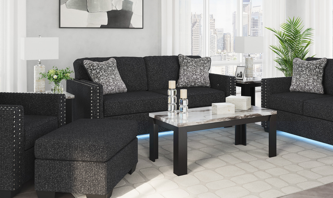 Modern Heritage Jasmine Peaks Fabric Loveseat with LED Lighting
