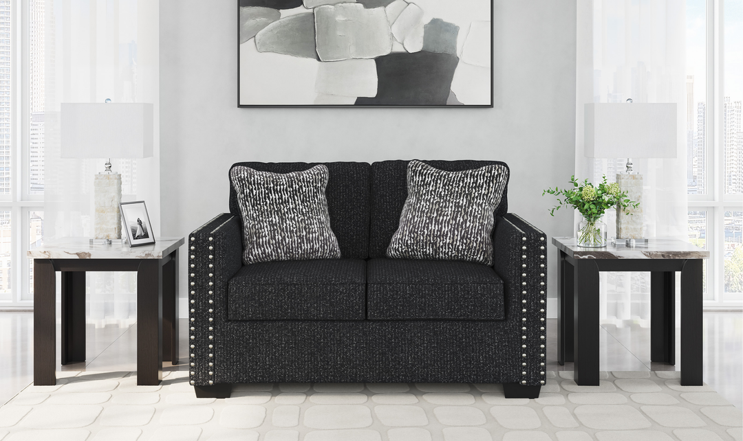 Modern Heritage Jasmine Peaks Fabric Loveseat with LED Lighting