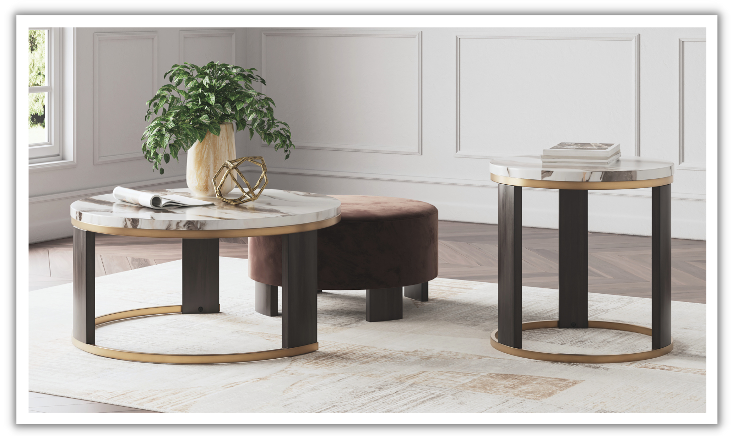 Modern Heritage Jazmore Occasional Table Set With Ottoman-jennifer furniture