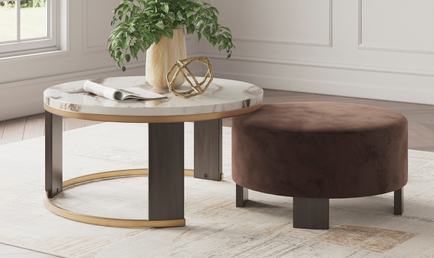 Modern Heritage Jazmore Occasional Table Set With Ottoman-jennifer furniture