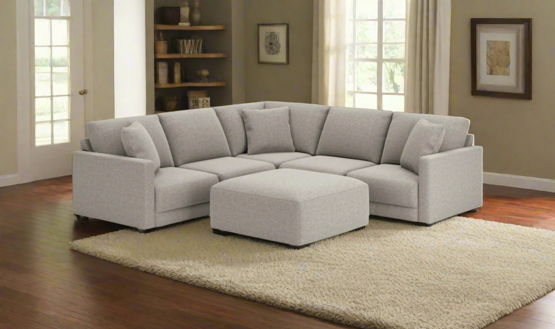 Modern Heritage Katany 5-Piece L-Shape Modular Sectional Sofa in Shadow Gray-jenniferfurniture