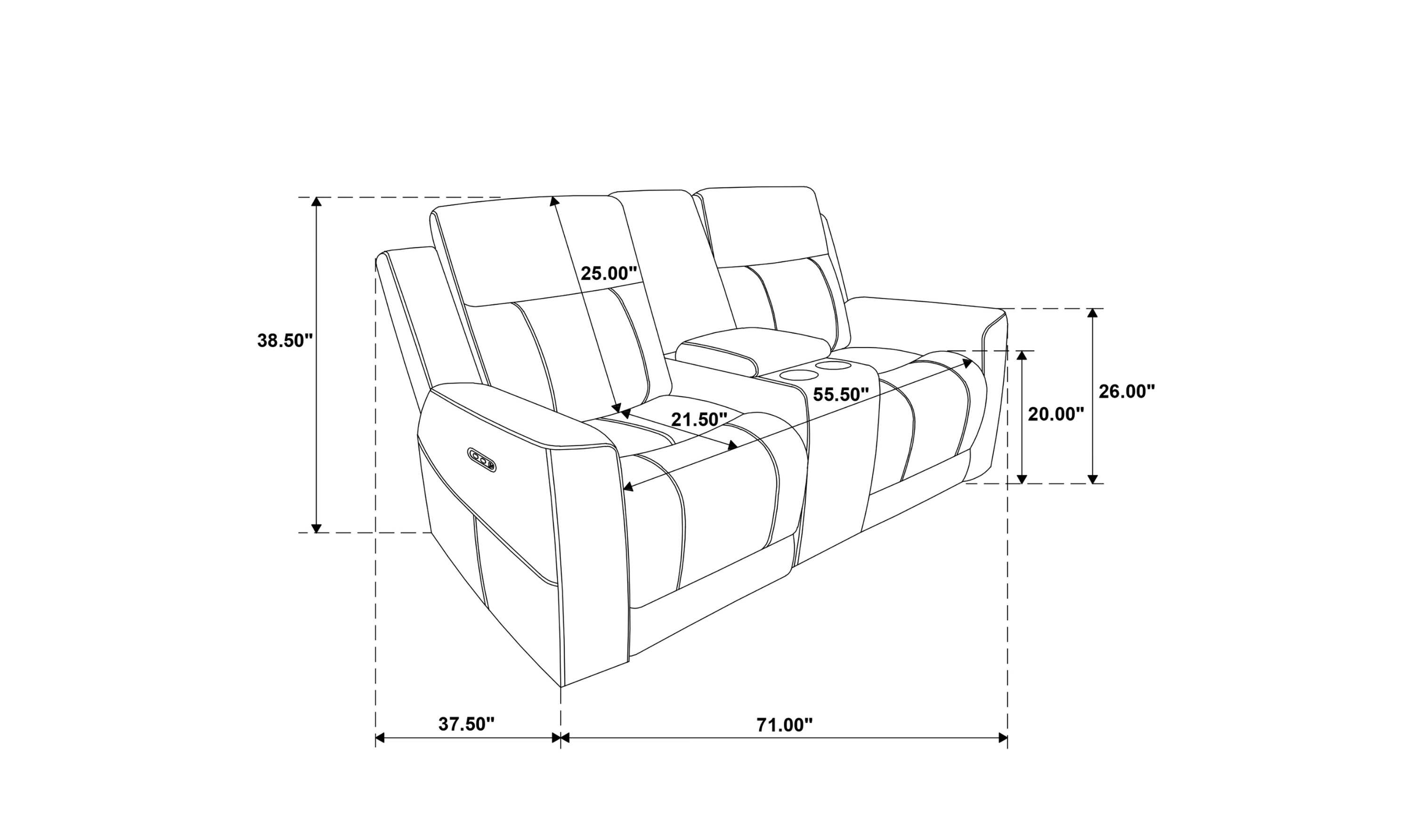 Modern Heritage Kennett Chenille Fabric Power Reclining Loveseat