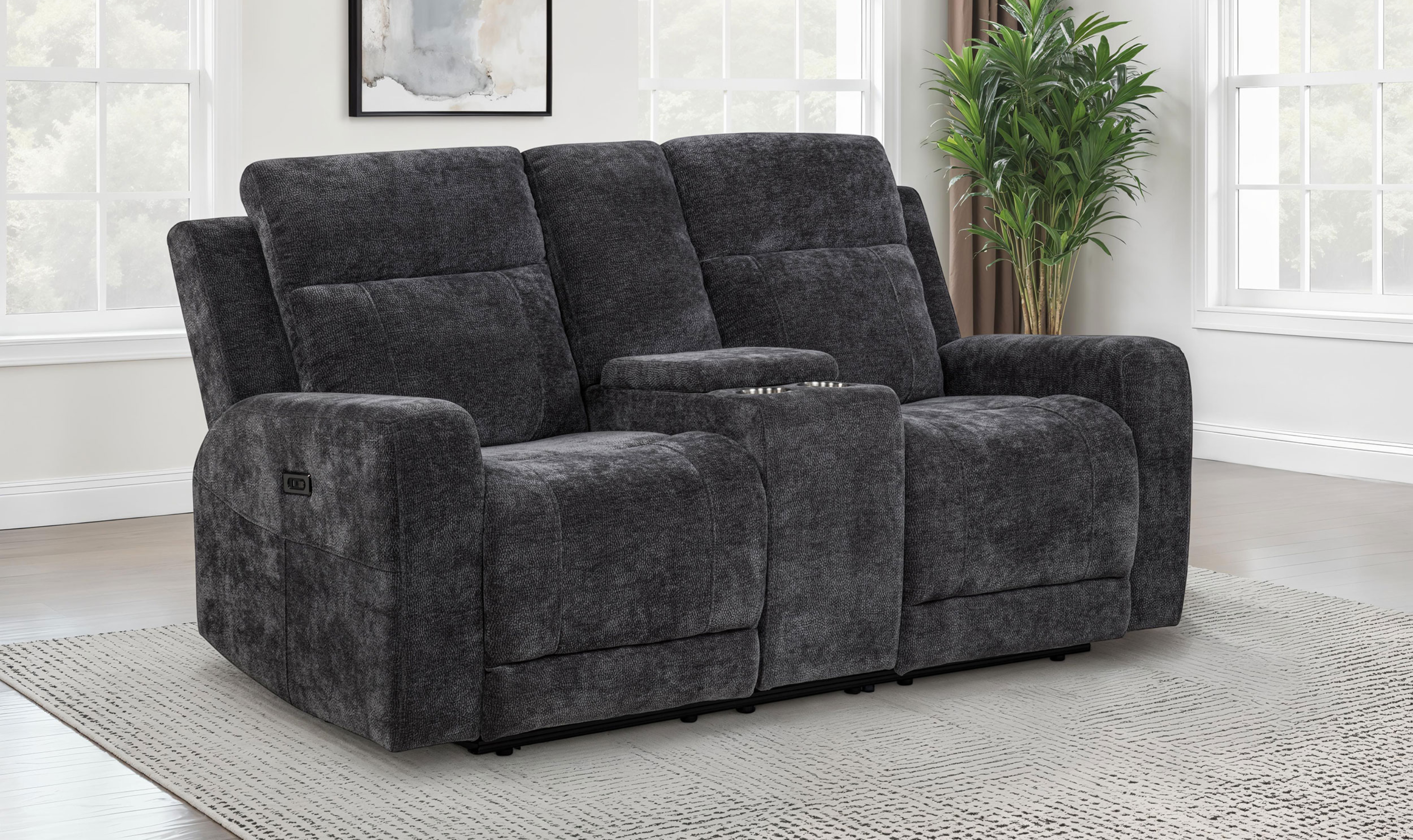 Modern Heritage Kennett Chenille Fabric Power Reclining Loveseat
