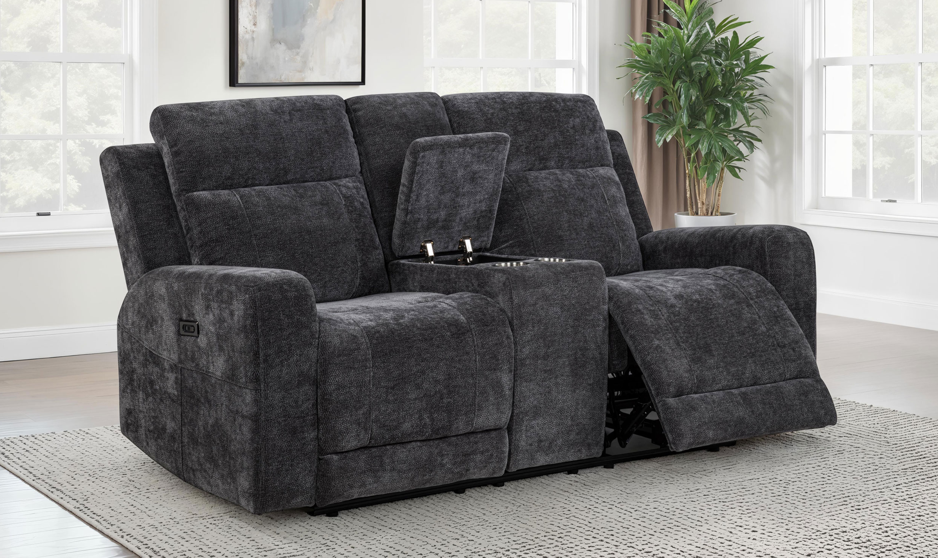 Modern Heritage Kennett Chenille Fabric Power Reclining Loveseat