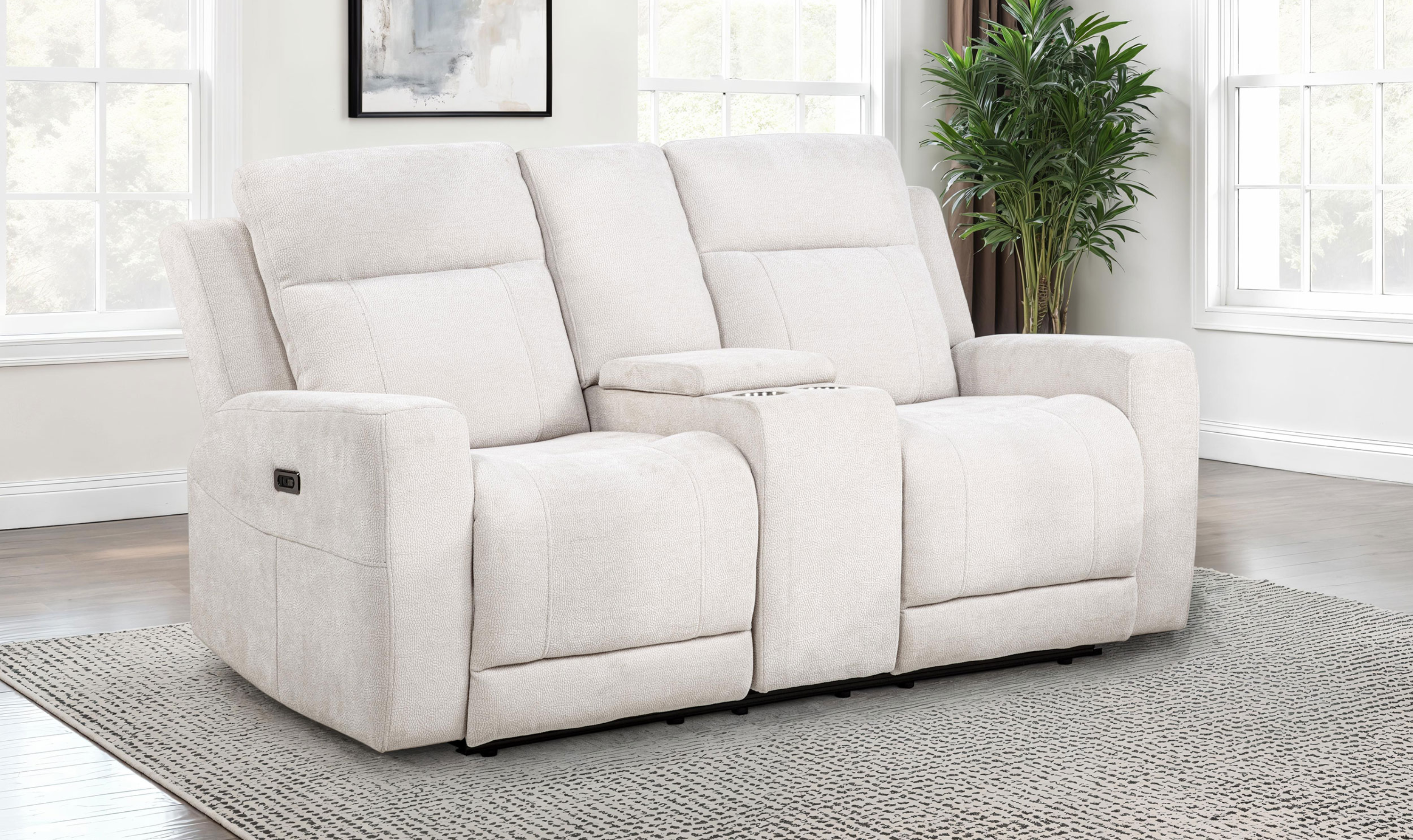 Modern Heritage Kennett Chenille Fabric Power Reclining Loveseat