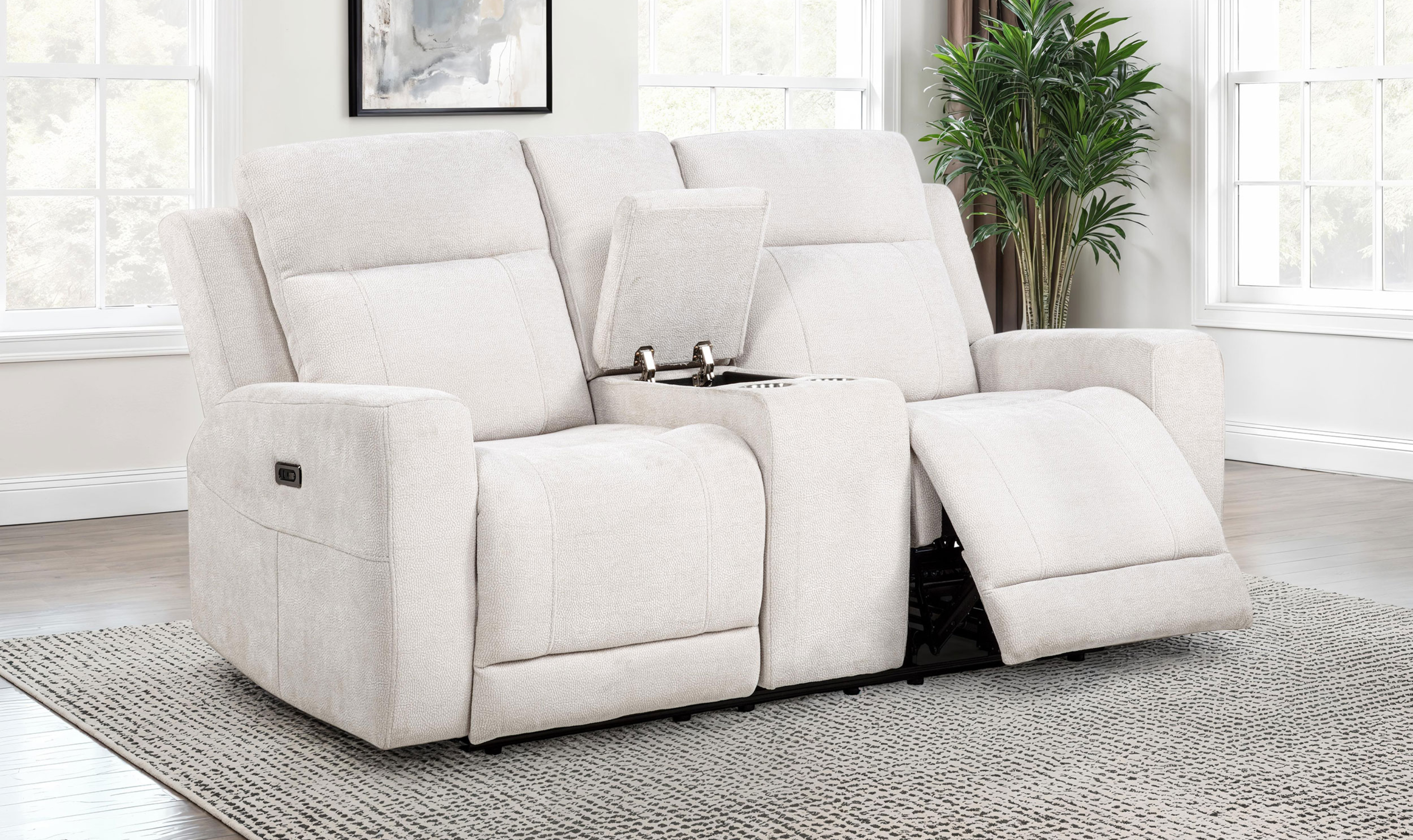 Modern Heritage Kennett Chenille Fabric Power Reclining Loveseat