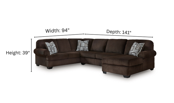 Modern Heritage Kimlee 3-Piece Sectional with Chaise